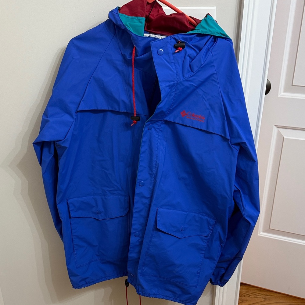 Columbia Blue and Red rain Jacket and pants. Men’s medium